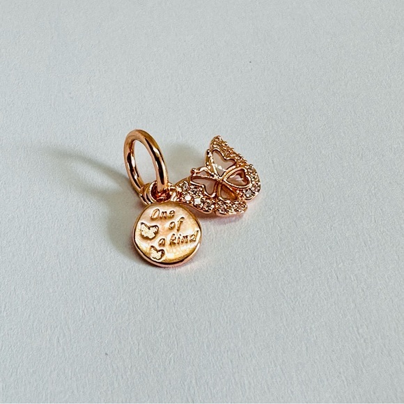 NEW Pandora rose gold pink butterfly & quote double charm / charms for bracelets - Picture 5 of 5
